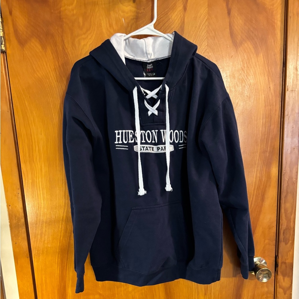 Hueston Woods Navy Hoodie with White Details